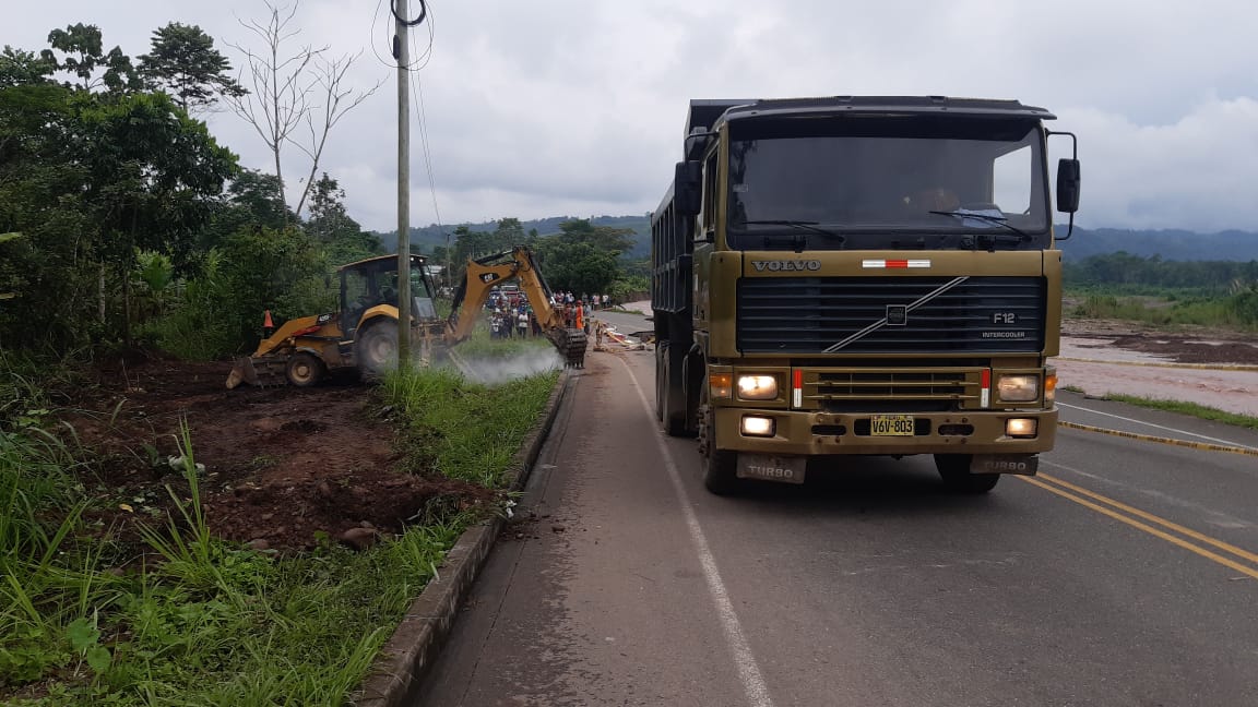 San Martín: MTC trabaja en el restablecimiento del tránsito en la carretera Dv. Tingo María – Tocache